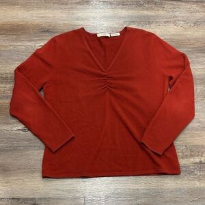 Nieman Marcus red 100% cashmere v neck sweater Gilmore girls